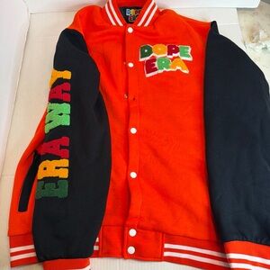 DOPE Orange and Black Varsity Jacket